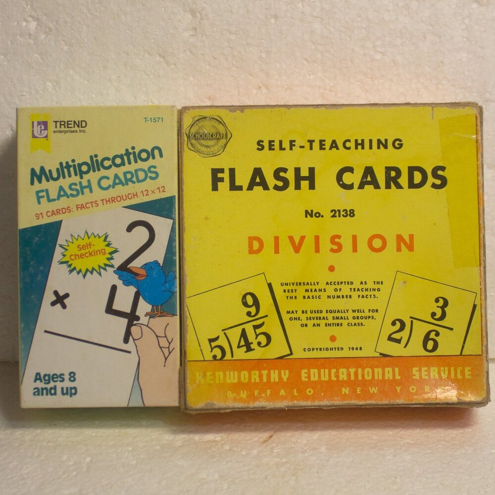 Vintage Educational Flash Cards Multiplication and Division